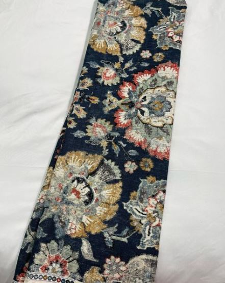 Navy Fabric With Flowers