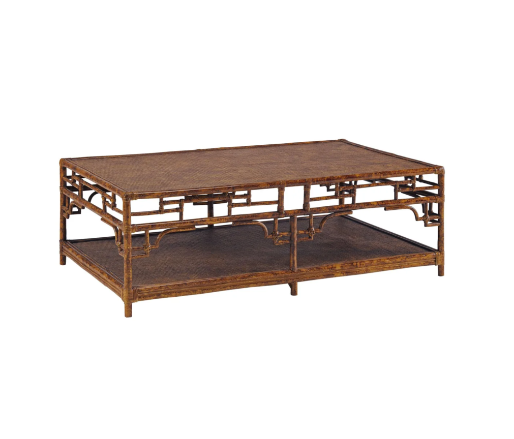 Burnt Tortoise bamboo Pagoda Coffee Table Large