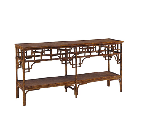 Burnt Tortoise bamboo Pagoda Console Large