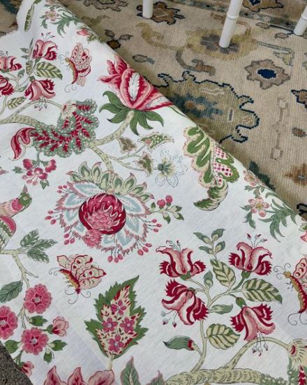 Pink And Green Floral Botanical Fabric