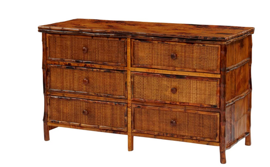 Burnt Tortoise Bamboo Six Drawer Dresser